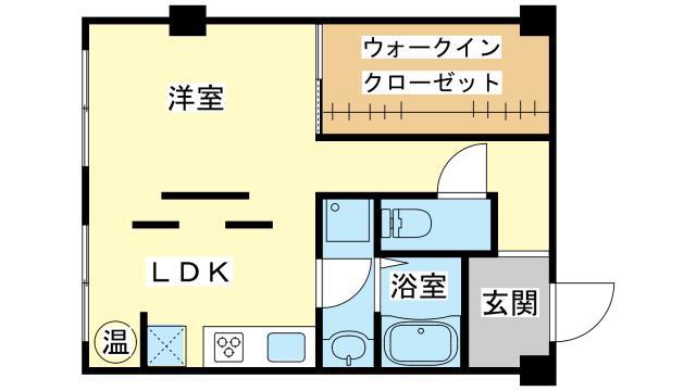 奥野ビル(1LDK/4階)の間取り写真
