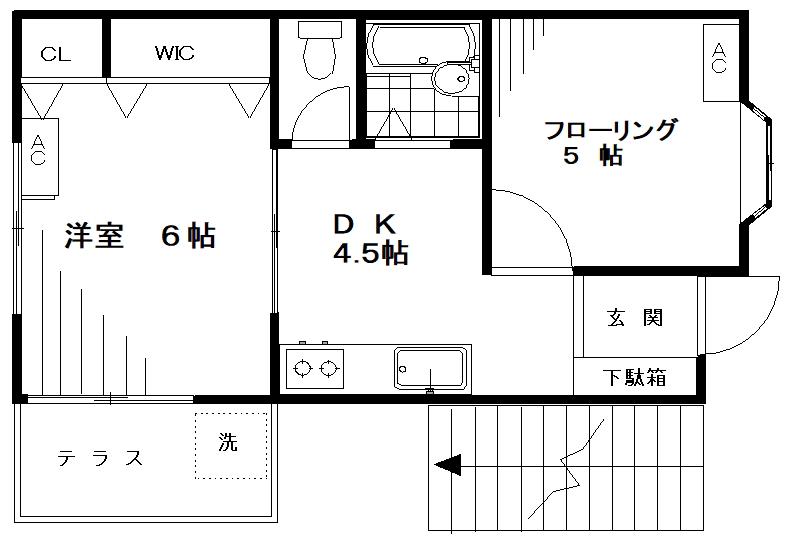 ハイツセキネ(2DK/1階)の間取り写真