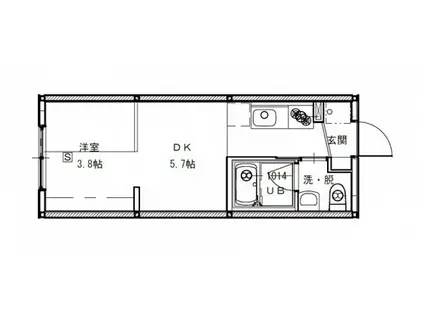ニホコーポラスIII(ワンルーム/1階)の間取り写真