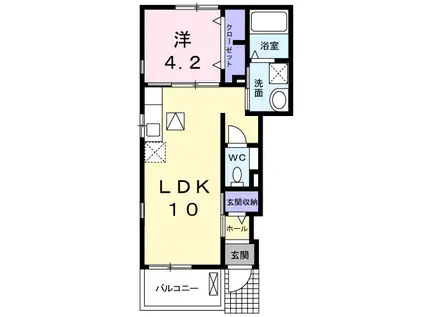 レジデンス・リオB(1LDK/1階)の間取り写真