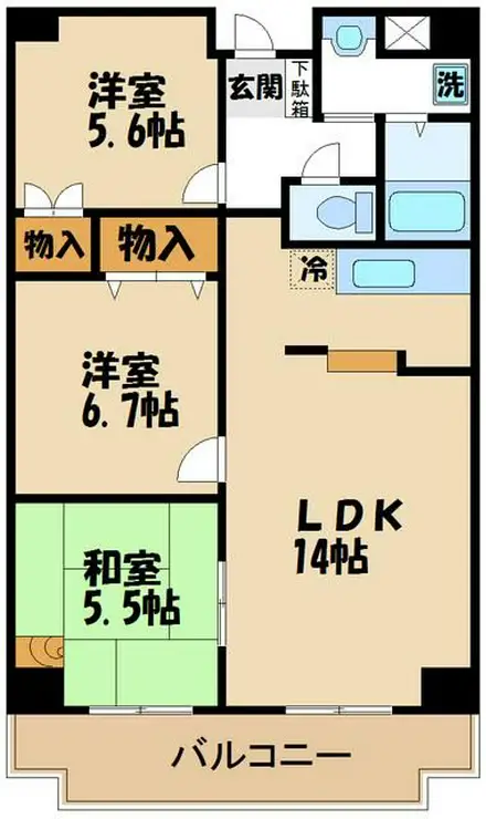 アトラクトマンショントムロ 3階階 間取り