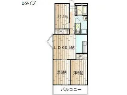 ハイマート屋島(3LDK/3階)の間取り写真