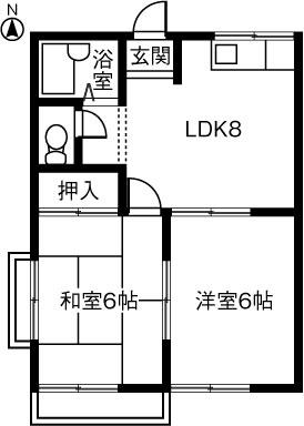 ハイツ松下II(2LDK/2階)の間取り写真