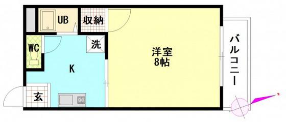 フラッツ21(1K/2階)の間取り写真