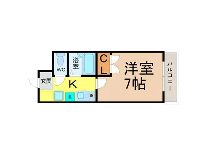 リバティハイツ白鳥(1K/2階)の間取り写真