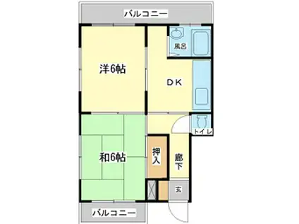 京口セントラルハイツ(2DK/2階)の間取り写真