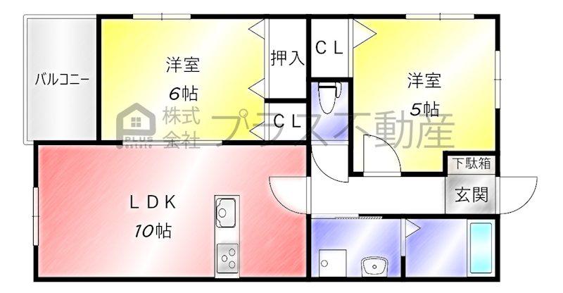 プレアール感田(2LDK/1階)の間取り写真