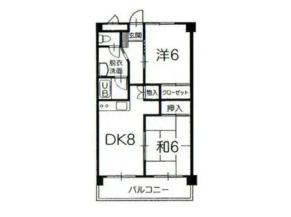 ザ・マンション紺屋町C棟(2DK/6階)の間取り写真
