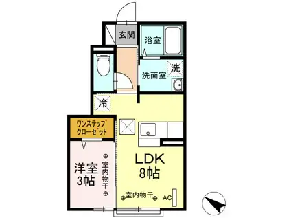 D-ROOM清水(1LDK/1階)の間取り写真