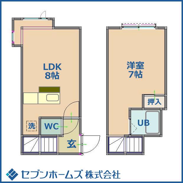 パインバレー羊ヶ丘(1DK/2階)の間取り写真