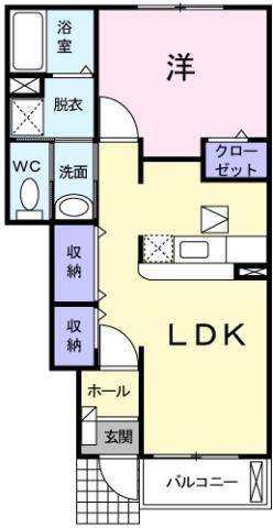アンジェリカ C(1LDK/1階)の間取り写真
