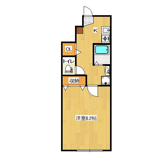パシフィコ ノヴァA棟(1K/1階)の間取り写真
