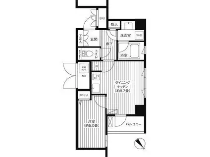 コスモリード新宿余丁町(1LDK/2階)の間取り写真