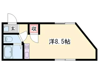 ベルフラワー岡町(ワンルーム/4階)の間取り写真