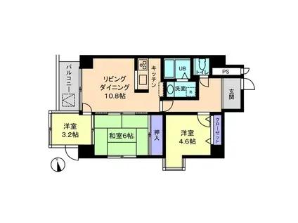 信開トピア駅南(3LDK/4階)の間取り写真