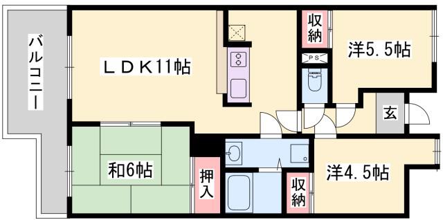 シティガーデン広畑(3LDK/8階)の間取り写真