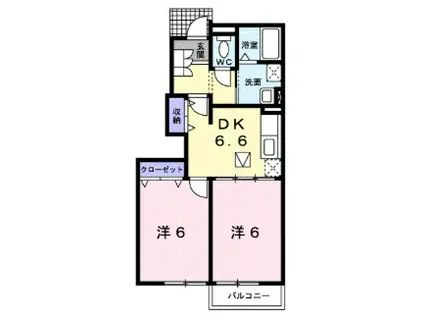 レジデンスコンフォルトII(2DK/1階)の間取り写真