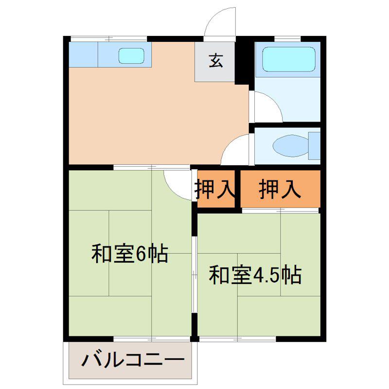 田中コーポ(2DK/2階)の間取り写真