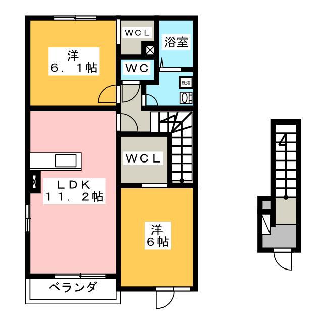 サンシャイン西浦B(2LDK/2階)の間取り写真