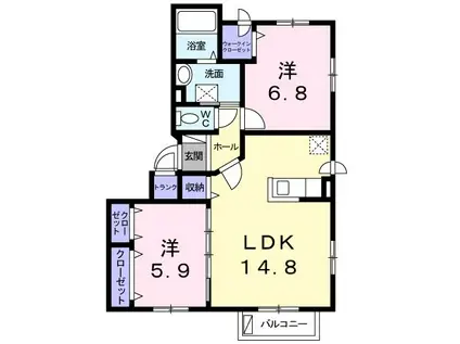 AMY V(2LDK/4階)の間取り写真