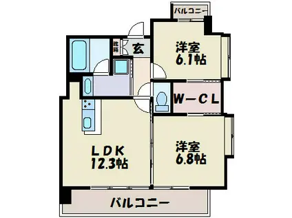 アーデン泉プレミア(2LDK/7階)の間取り写真