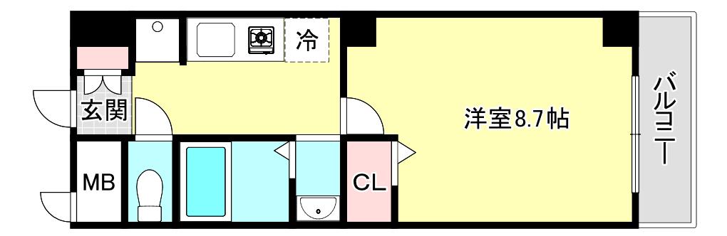 グランボヌール(1K/5階)の間取り写真
