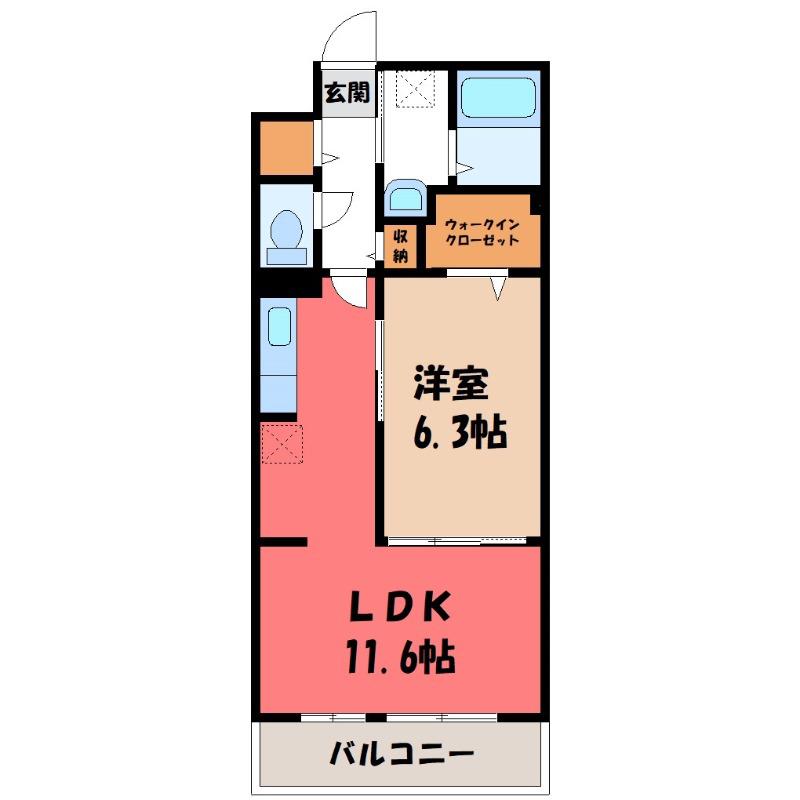 クラール 今泉(1LDK/2階)の間取り写真