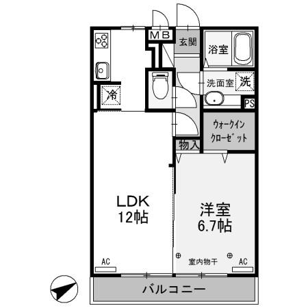 カーサ・プリメーラ(1LDK/2階)の間取り写真
