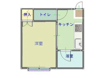 土堂シティマンション(1K/1階)の間取り写真