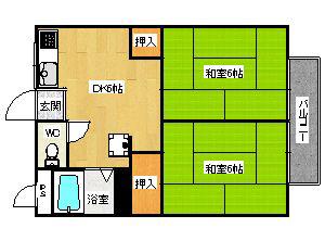 清水セカンドハイツ(2DK/2階)の間取り写真