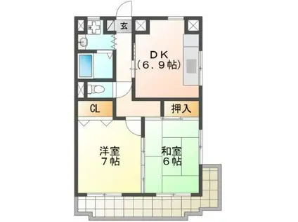 ウェーブ28(2DK/3階)の間取り写真