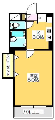 グランドジョラス(1K/2階)の間取り写真