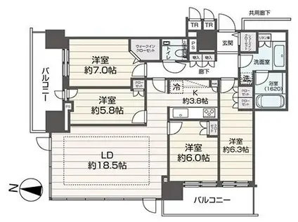 ONE札幌ステーションタワー(4LDK/43階)の間取り写真