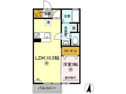 プリマヴェーラ・Y(1LDK/2階)の間取り写真