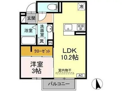 LE LIEN AKANE サウス(1LDK/2階)の間取り写真