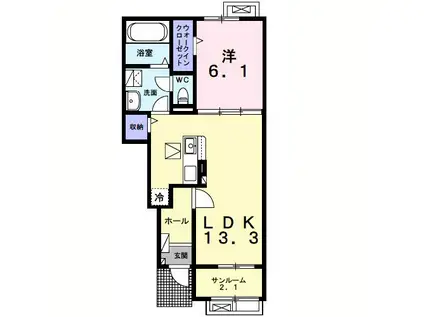 ニューフィールド ビレッジI(1LDK/1階)の間取り写真