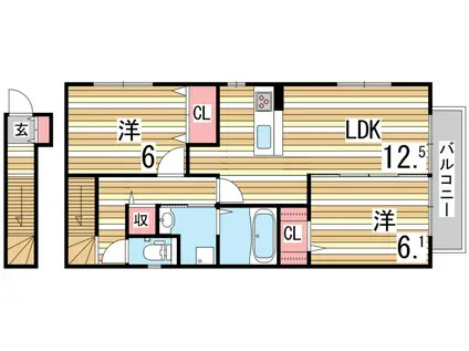 ソレーユコート(2LDK/2階)の間取り写真