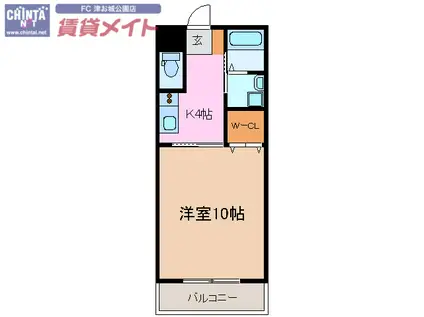 MESSIE(1K/2階)の間取り写真