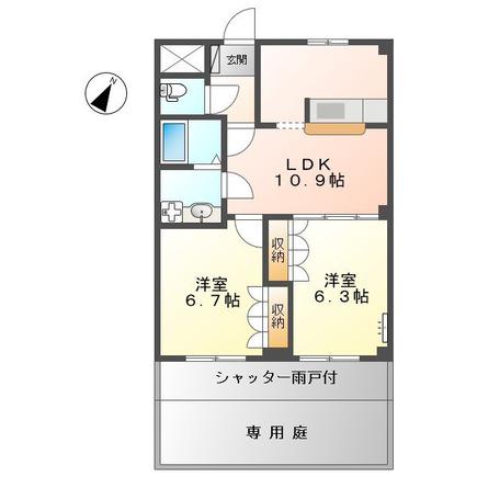 ルミナスハイム(2LDK/1階)の間取り写真