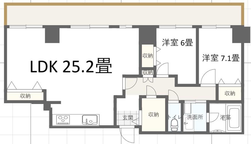ローレルハイツ神戸1号棟(2LDK/22階)の間取り写真