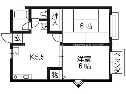 ハイツパティオ(2K/2階)の間取り写真