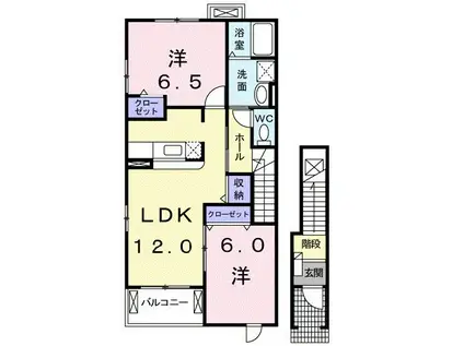植松グランコートC(2LDK/2階)の間取り写真