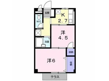 プラムハウス(2K/1階)の間取り写真