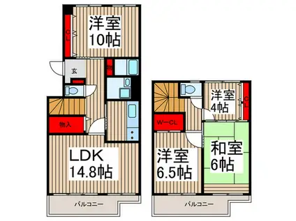 シーアイハイツB棟(4LDK/10階)の間取り写真