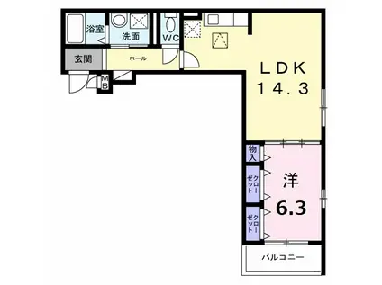 プレミアスペースII(1LDK/3階)の間取り写真