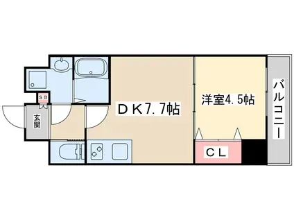 エムエスアール新大阪南(1DK/4階)の間取り写真