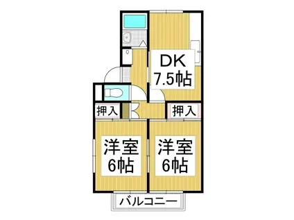 ベル・コーポ(2DK/2階)の間取り写真