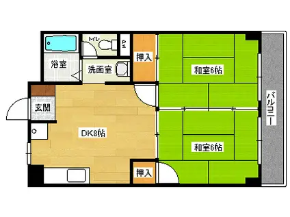 岸本マンション(2DK/3階)の間取り写真