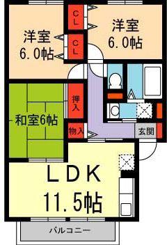 フィルグリーン(3LDK/1階)の間取り写真
