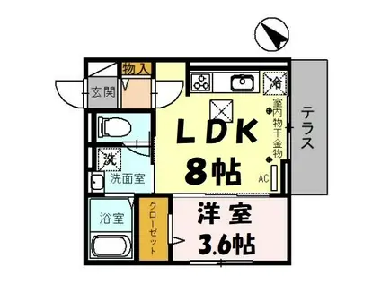 アリビオTK(1LDK/1階)の間取り写真